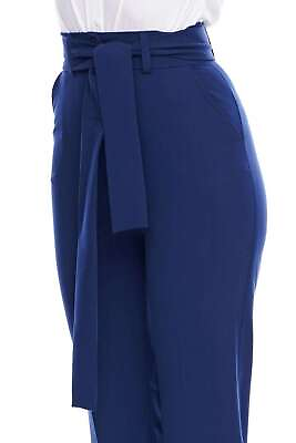 #ad Pants With High Landing And Belt Blue Fashionable NEW $34.00