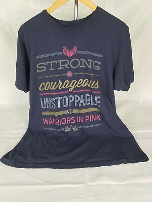 #ad Warriors In Pink Mens Blue Front Print Causal Shirt XL 100%Cotton $26.00