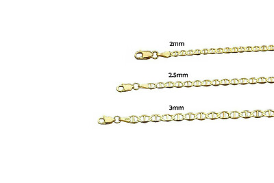 #ad 10k Solid Yellow Gold Mariner Link Chain Necklace 2mm 3mm Men Women Sz 7quot; 26quot; $83.60