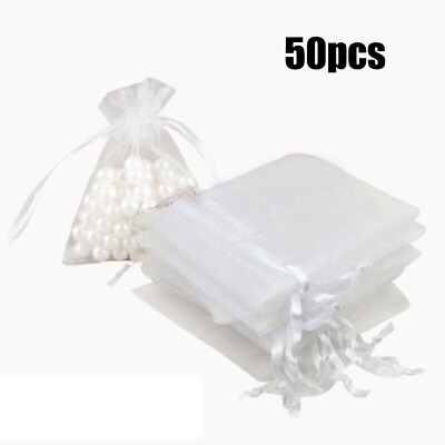 #ad Organza Bags Wedding 10*15cm Wedding Supplies 50PCS White 50x Birthday Favour $9.69