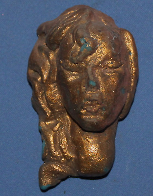 #ad Vintage hand made metal woman head figurine $92.62