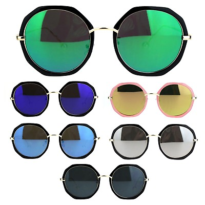#ad Womens Mod Geometric Color Mirrored Lens Round Luxury Sunglasses $12.95