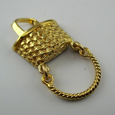#ad Gold Vermeil BASKET Sterling Silver CHARM HOLDER Necklace Pendant APPALACHIAN $30.00