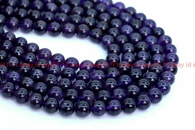 #ad New 8MM Natural Genuine Deep Purple Amethyst Bead Grade Round Loose Beads 15quot; $4.99