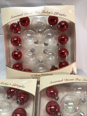 #ad 18 Vintage New RAUCH GLASS CHRISTMAS TREE ORNAMENT BALL RED amp; CLEAR; USA $7.95
