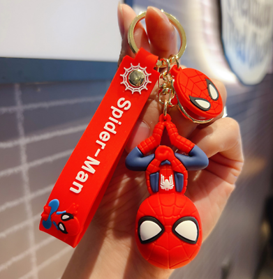 #ad Marvel Spider Man Cartoon 3D PVC Bags Hanger Pendant Keychains Key Rings 2.4quot; $4.74