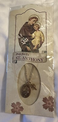 #ad Saint Anthony Saint of Miracles Gold Pendant Necklace NWT $5.90