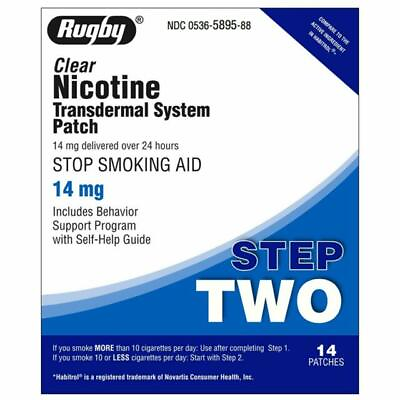 #ad Rugby Clear Nicotine Transdermal System Patch Step Two 14mg $22.95