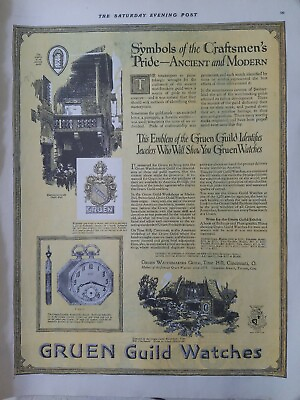 #ad 1920 Gruen Guild watches V 614 G pocket watch style vintage original ad $9.99