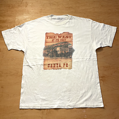 #ad Vintage 90#x27;s Santa Fe The West at its Best White XL VTG Short Sleeve T Shirt $14.99