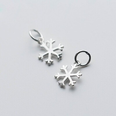 #ad Simple 925 Sterling Silver Snowflake DIY Necklace Bracelet Charm Christmas Gift $28.50