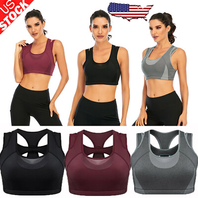 #ad Women#x27;s Workout Sports Bra High Impact Support Bounce Control Wirefree Top Yoga $9.99