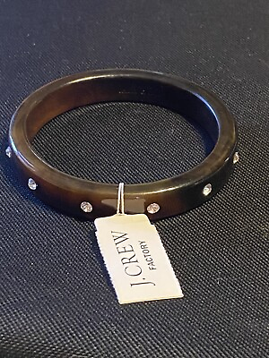#ad J Crew factory Faux Tortoise Shell And Rhinestone Bangle Bracelet with Tag $25.00