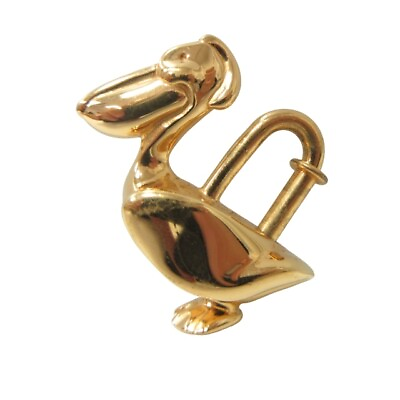 #ad Hermes Gold Pelican Cadena Charm Ladies Lock Bag Limited 1992 $370.00