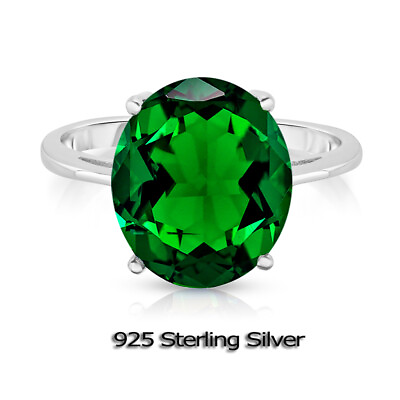 #ad 5.00 CTTW Lab Created Emerald Oval Cut 925 Sterling Silver Ring Sizes 6 9 $13.99