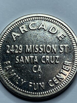#ad MISSION STREET ARCADE TOKEN SANTA CRUZ CALIFORNIA 2429 MISSION STREET $19.50