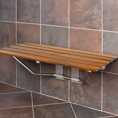 #ad 36quot; ADA Compliant Shower Seat Teak Wood Folding Bench Wall Mounted Coated Modern $159.99