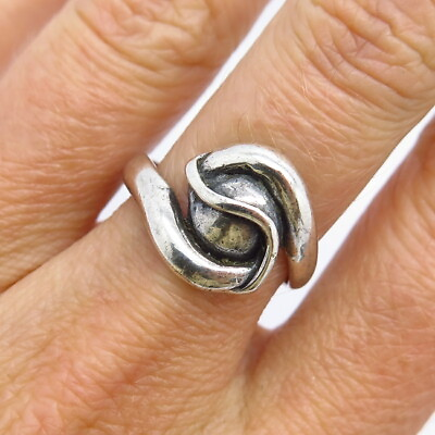 #ad 925 Sterling Silver Eye Shape Ring Size 6.5 $24.99