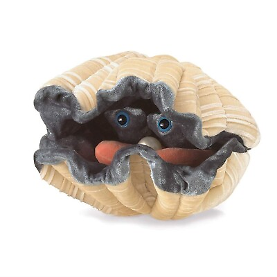 #ad Folkmanis Giant Clam Hand Puppet Plush Gray Tan Moveable Shell amp; Eyes Pearl $17.16