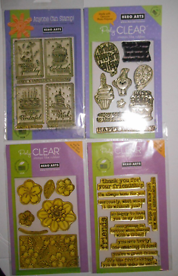 #ad Lot of 4 Hero Arts Poly Clear Design BIRTHDAY FRIENDS FLOWERS Stamps New 2009 11 $18.99