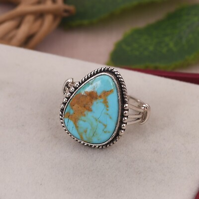 #ad Genuine Kingman Turquoise Artistic Ring 925 Sterling Silver Women#x27;s Jewelry Gift $35.99