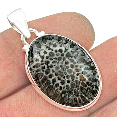 #ad Hand Carved 14.45cts Natural Black Stingray Coral From Alaska Pendant U50827 $13.49