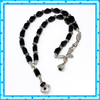 #ad Brighton Vintage Heart Black Y Love Silver Pendant Necklace NWOT $43.50
