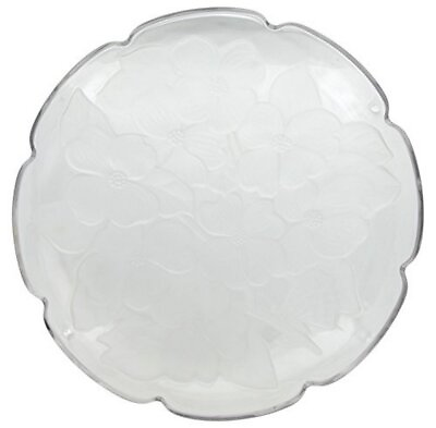 #ad Vintage Glass Embossed Frosted Flower Pattern Scalloped Edge 12 3 4quot; Platter $79.95
