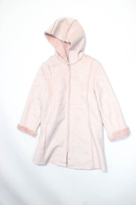 #ad Best amp; Co Childrens Girls Faux Shearling Hooded Full Zip Coat Pink Size 8 $59.79