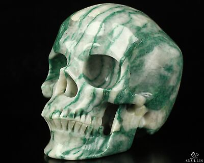 #ad 5.0quot; African Green Stone Verdite Carved Crystal SkullSuper Realistic Healing $599.00