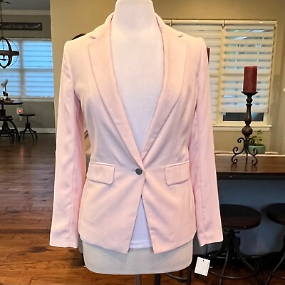#ad NWT Bar III Blazer Women#x27;s Size XS S M or L Ballet Pink One Button Jacket Blush $22.39
