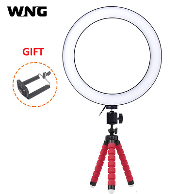 #ad 10quot; LED Ring Light Dimmable 3 Color Adjustable 3200K 5600K Mini Tripod and Clip $13.99