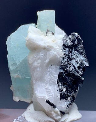 #ad 151 Ct Aquamarine Crystal Combine With Quartz and Black Tourmalin From Pakistan $22.99