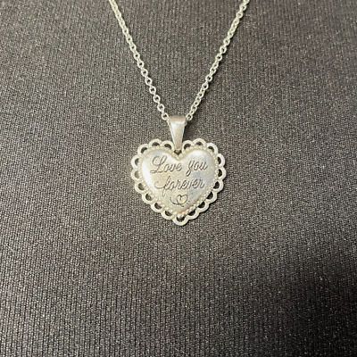 #ad Love You Forever Silver Heart Necklace Pendant $19.99