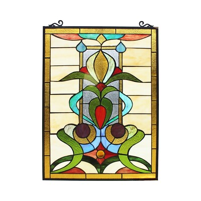 #ad Stained Glass Window Panel Floral Modern Tiffany Style ONE THIS PRICE Suncatcher $148.88