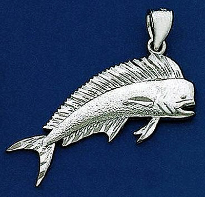 #ad New Sterling Silver .925 Mahi Mahi Fish Pendant $29.99
