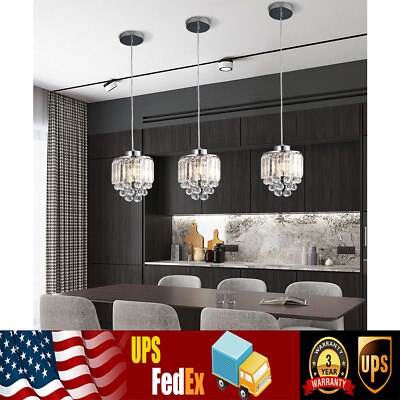 #ad 3 Pack Crystal Chandelier Lighting Hanging Lamp Ceiling Pendant Light Fixtures $52.25
