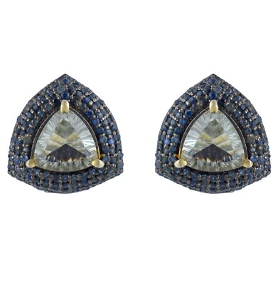 #ad Green Amethyst 925 Sterling Silver Earring Jewelry Stud Earrings Gift For Wife $148.50