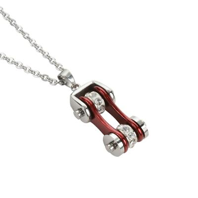#ad Ladies Bling Necklace Motorcycle Stainless Steel Bike Chain Pendant Chain SP18 $17.99