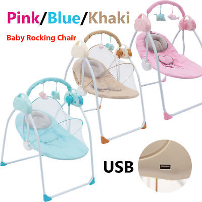 #ad Electric Rocker Baby Swing Infant Portable Cradle Bouncer Seat Sway Chairamp;Music $57.95
