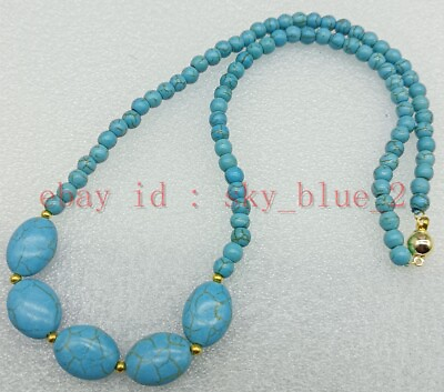 #ad Delicate Blue 6mm Round Beads amp; 13x18mm Oval Turquoise Gemstone Beads 20quot; $3.99