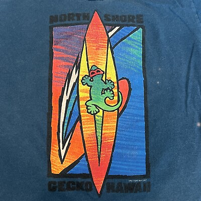 #ad Vintage Gecko Hawaii North Shore Youth 4 5 T Shirt Surf Made USA Single Stitch $25.99