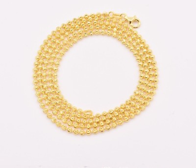 #ad 2.3mm Moon Cut Ball Bead Chain Necklace Solid 14K Yellow Gold Plated Silver 925 $27.99