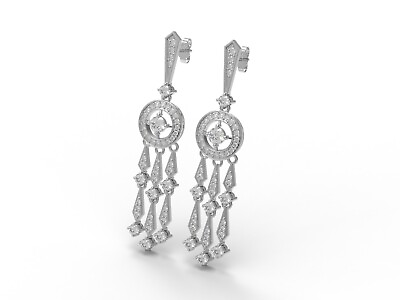#ad 10k White Gold Round Moissanite Dangle Drop Chandelier Earrings For Women $402.14