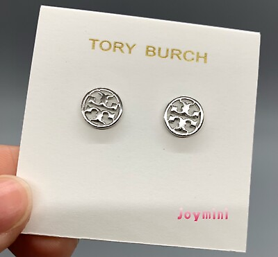 #ad Tory Burch Miller Silver Stud Logo Earrings $22.95