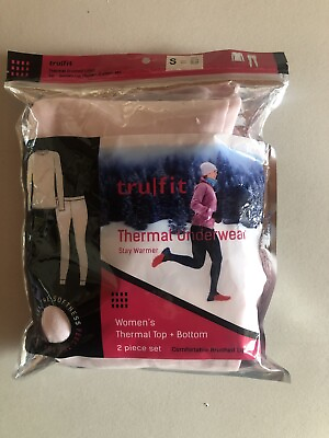 #ad TRU FIT Womens Thermal Underwear 2pc Pink Size S $22.00