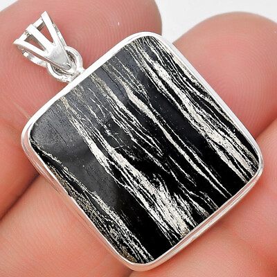 #ad Natural Silver Leaf Obsidian 925 Sterling Silver Pendant Jewelry P 1050 $16.99