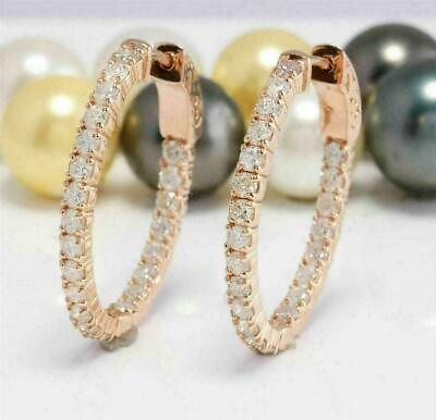 #ad 2Ct Round Cut Moissanite Women#x27;s Special Huggie Hoop Earrings 14K Rose Gold Over $119.20