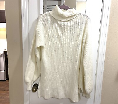 #ad Women’s White Sweater Cute and Elegant Oversized Sleeves Eggshell Offwhite $10.00