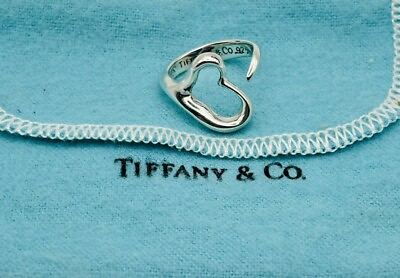 #ad Tiffany amp; Co Elsa Peretti Sterling Silver Open Heart Ring Size 5 1 2 $149.99
